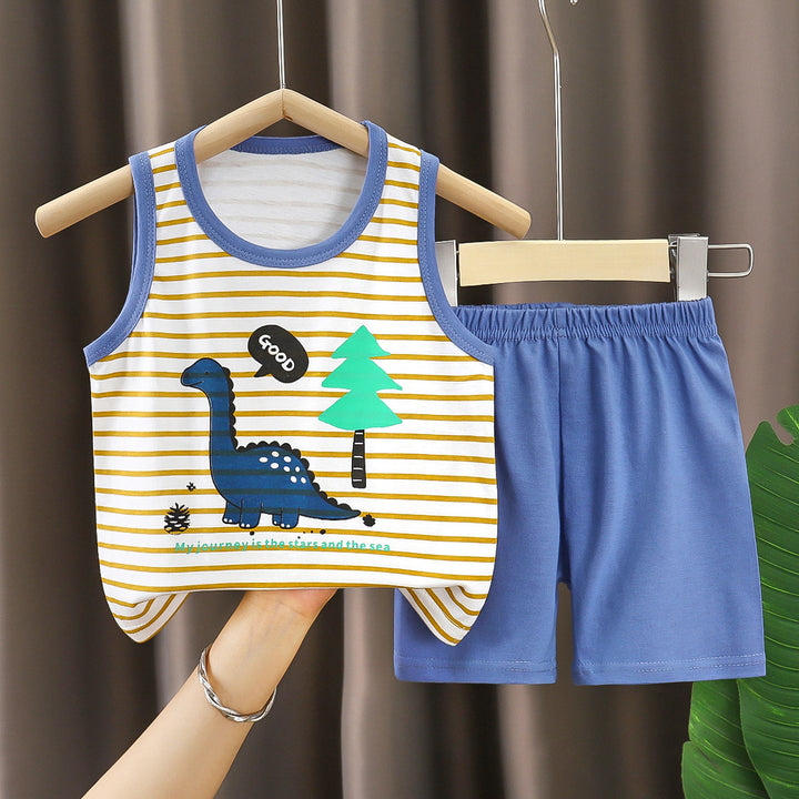 Boys Printed Pure Cotton T-shirt With Shorts