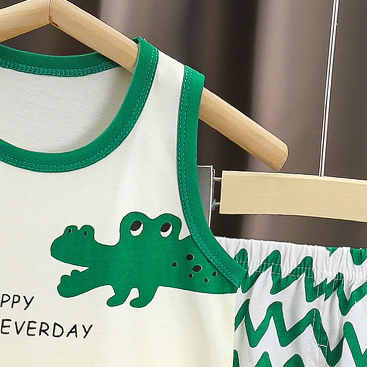 Boys Printed Sleeveless Pure Cotton T-Shirt With Shorts