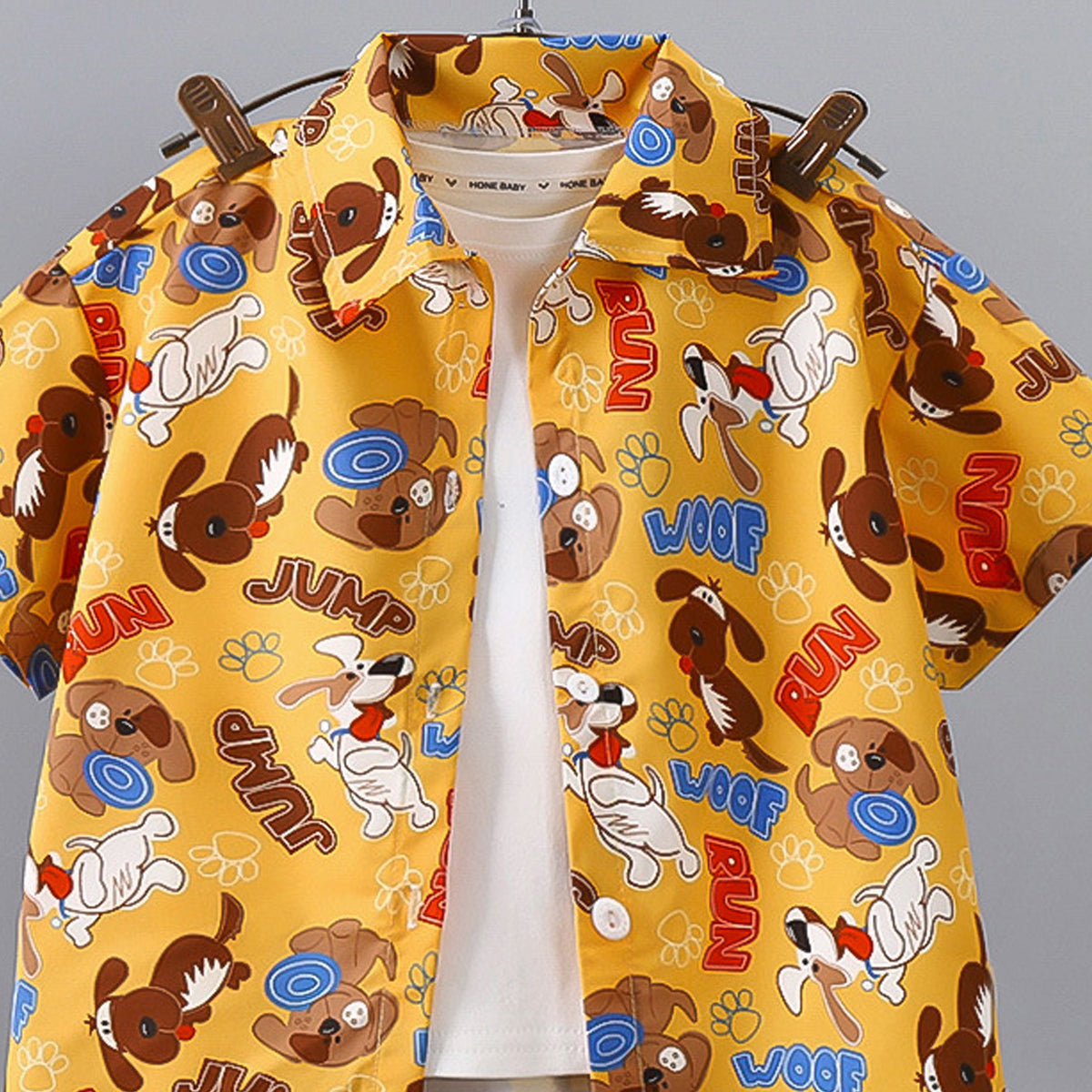 Boys Printed Short Sleeves Pure Cotton Shirt And T-shirt With Shorts
