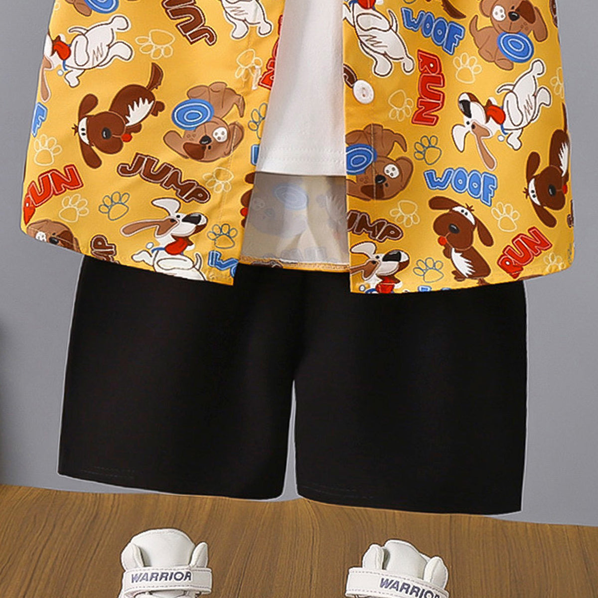 Boys Printed Short Sleeves Pure Cotton Shirt And T-shirt With Shorts