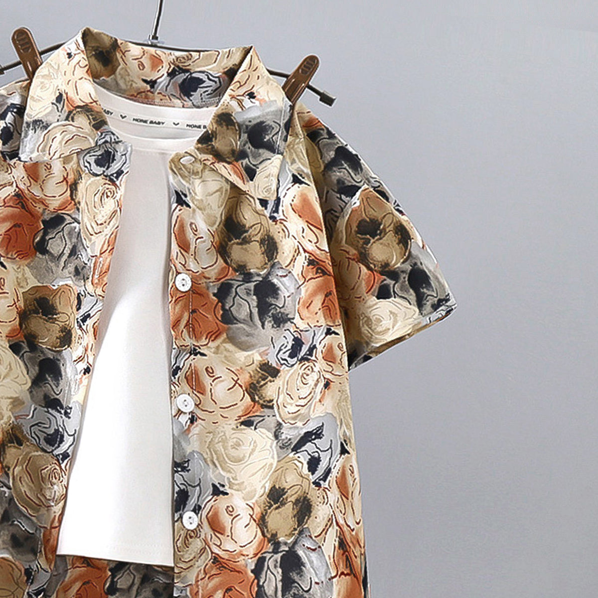 Boys Printed Short Sleeves Pure Cotton Shirt And T-shirt With Shorts