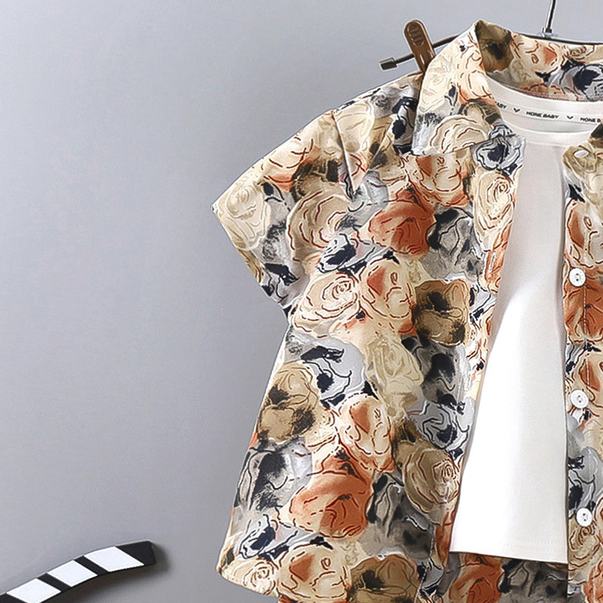 Boys Printed Short Sleeves Pure Cotton Shirt And T-shirt With Shorts
