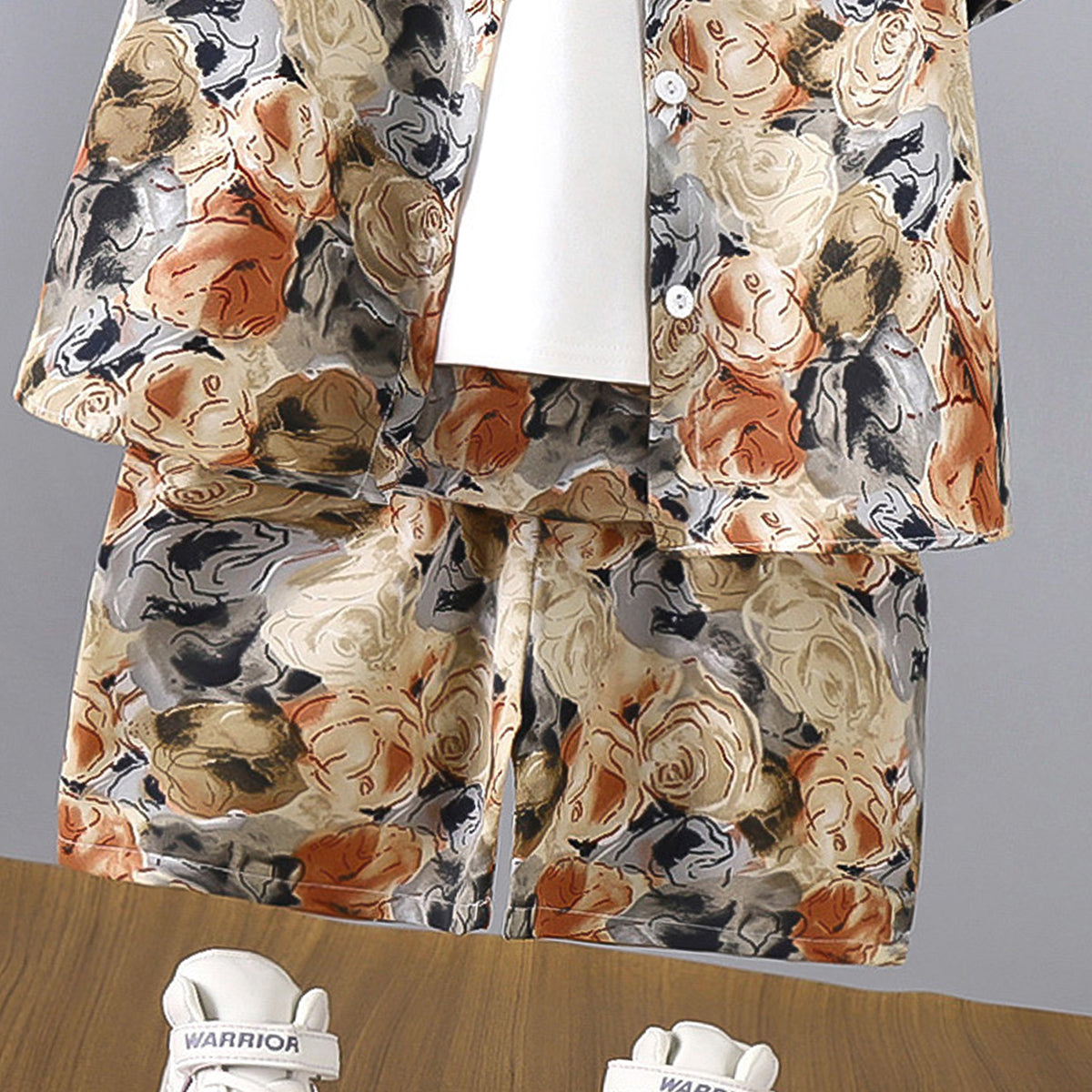 Boys Printed Short Sleeves Pure Cotton Shirt And T-shirt With Shorts
