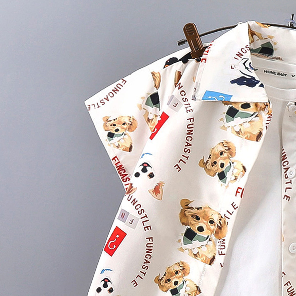 Boys Printed Short Sleeves Pure Cotton Shirt And T-shirt With Shorts