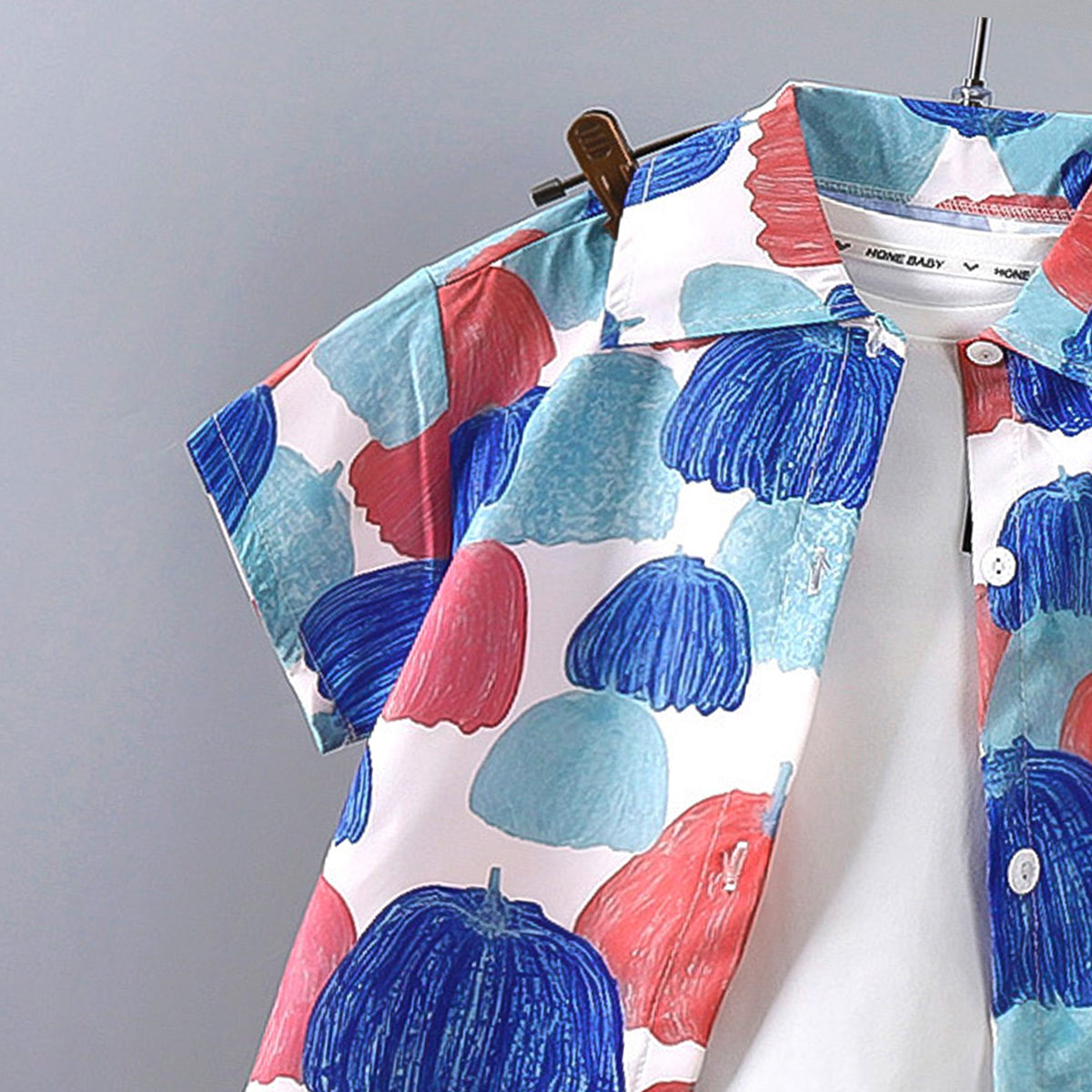 Boys Printed Short Sleeves Pure Cotton Shirt And T-shirt With Shorts