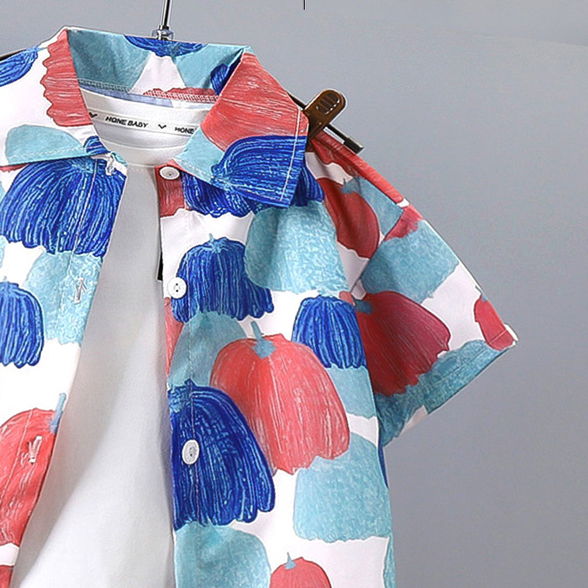 Boys Printed Short Sleeves Pure Cotton Shirt And T-shirt With Shorts