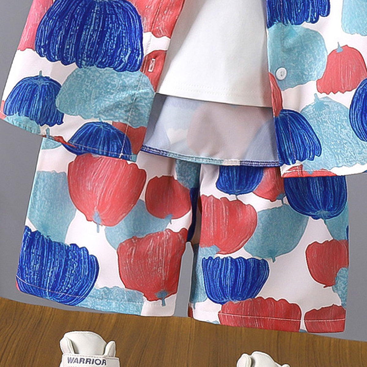 Boys Printed Short Sleeves Pure Cotton Shirt And T-shirt With Shorts