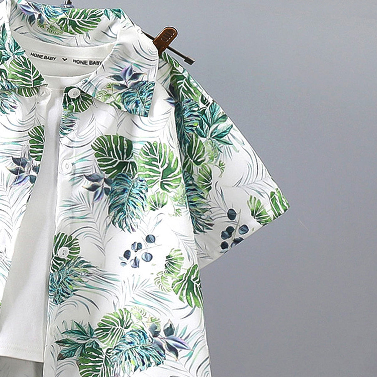 Boys Printed Short Sleeves Pure Cotton Shirt And T-shirt With Shorts