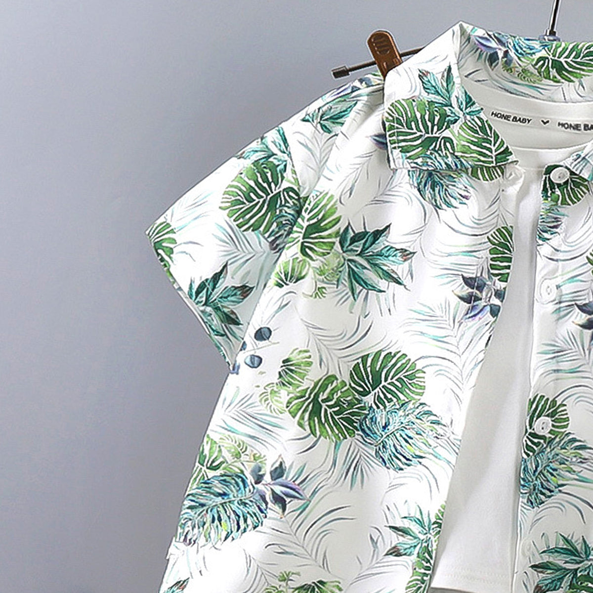 Boys Printed Short Sleeves Pure Cotton Shirt And T-shirt With Shorts
