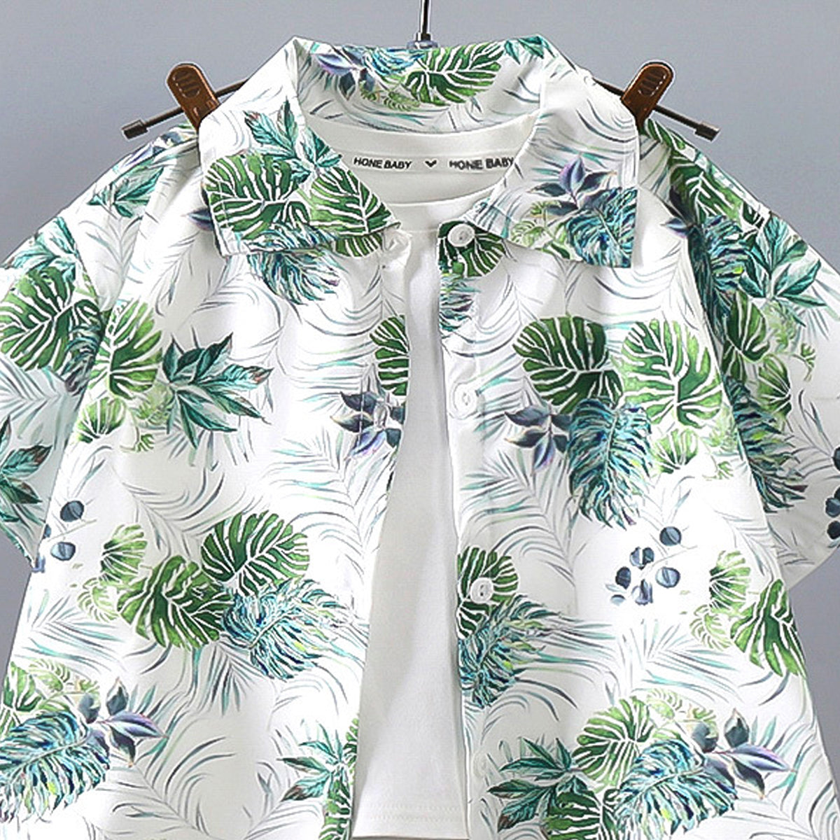 Boys Printed Short Sleeves Pure Cotton Shirt And T-shirt With Shorts