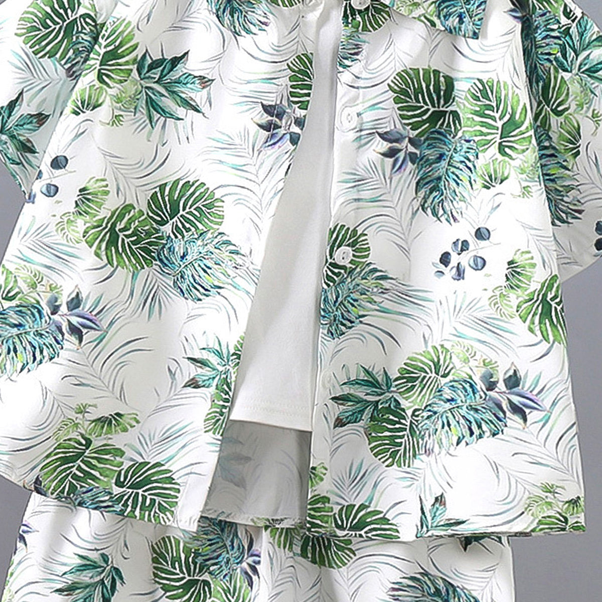 Boys Printed Short Sleeves Pure Cotton Shirt And T-shirt With Shorts