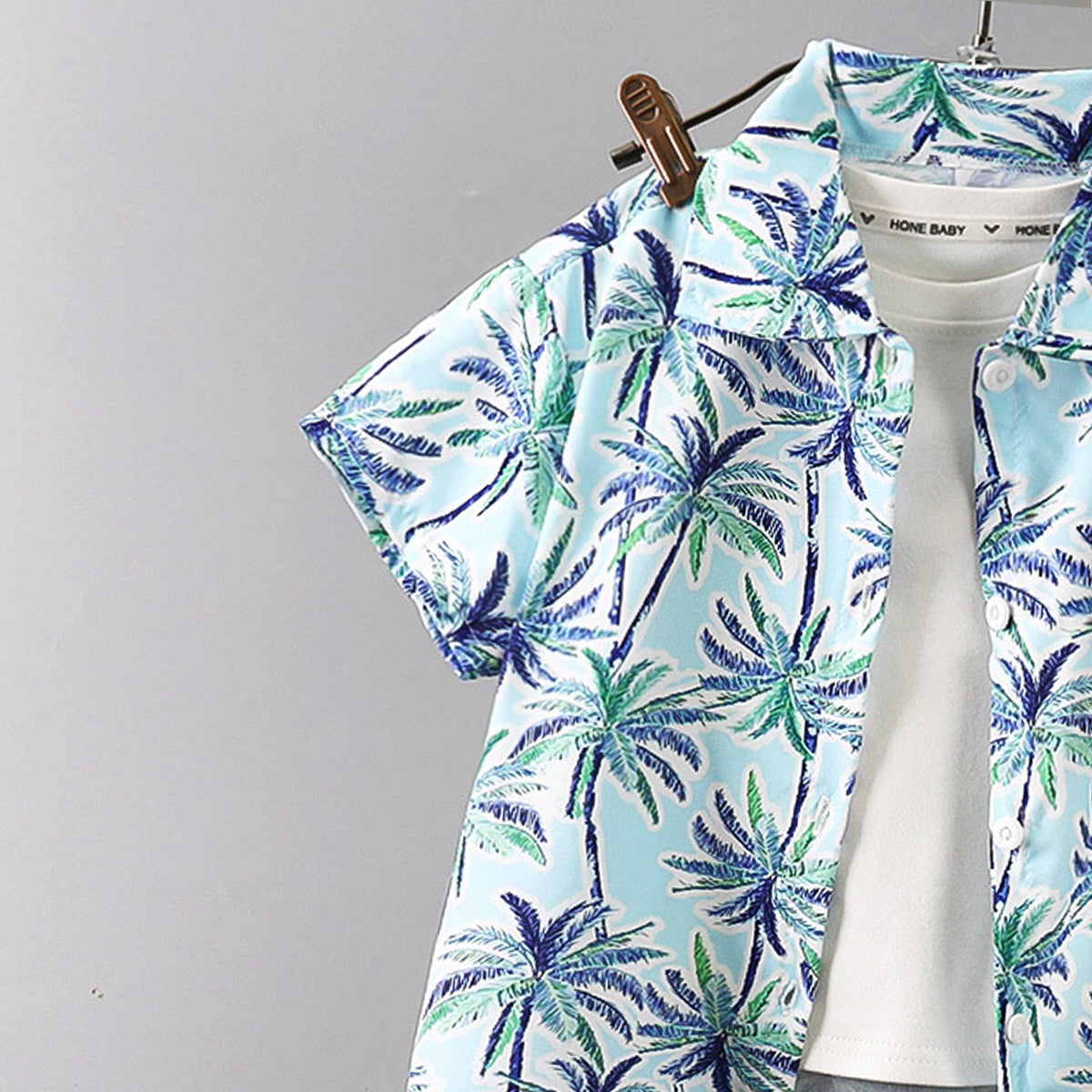 Boys Printed Short Sleeves Pure Cotton T-shirt And Shirt With Shorts