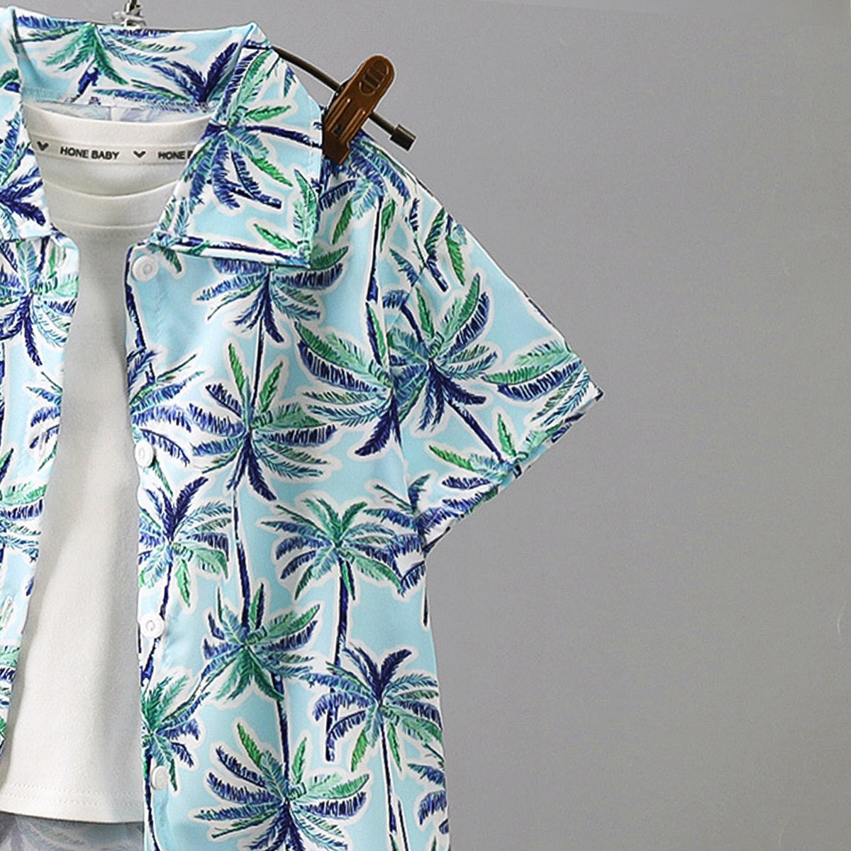 Boys Printed Short Sleeves Pure Cotton T-shirt And Shirt With Shorts