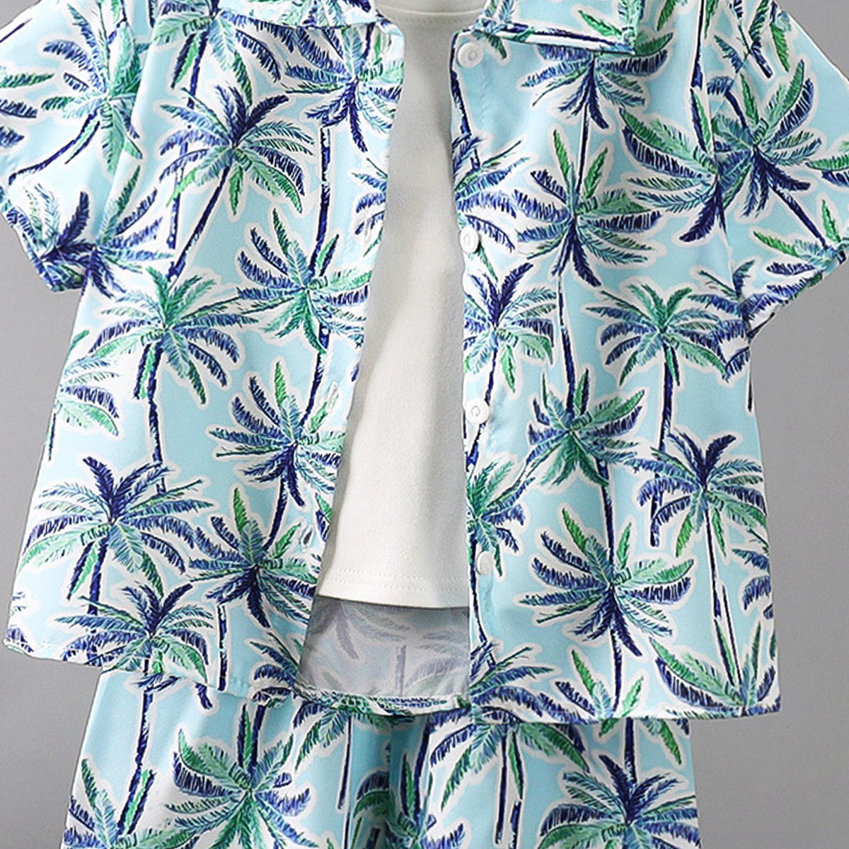 Boys Printed Short Sleeves Pure Cotton T-shirt And Shirt With Shorts