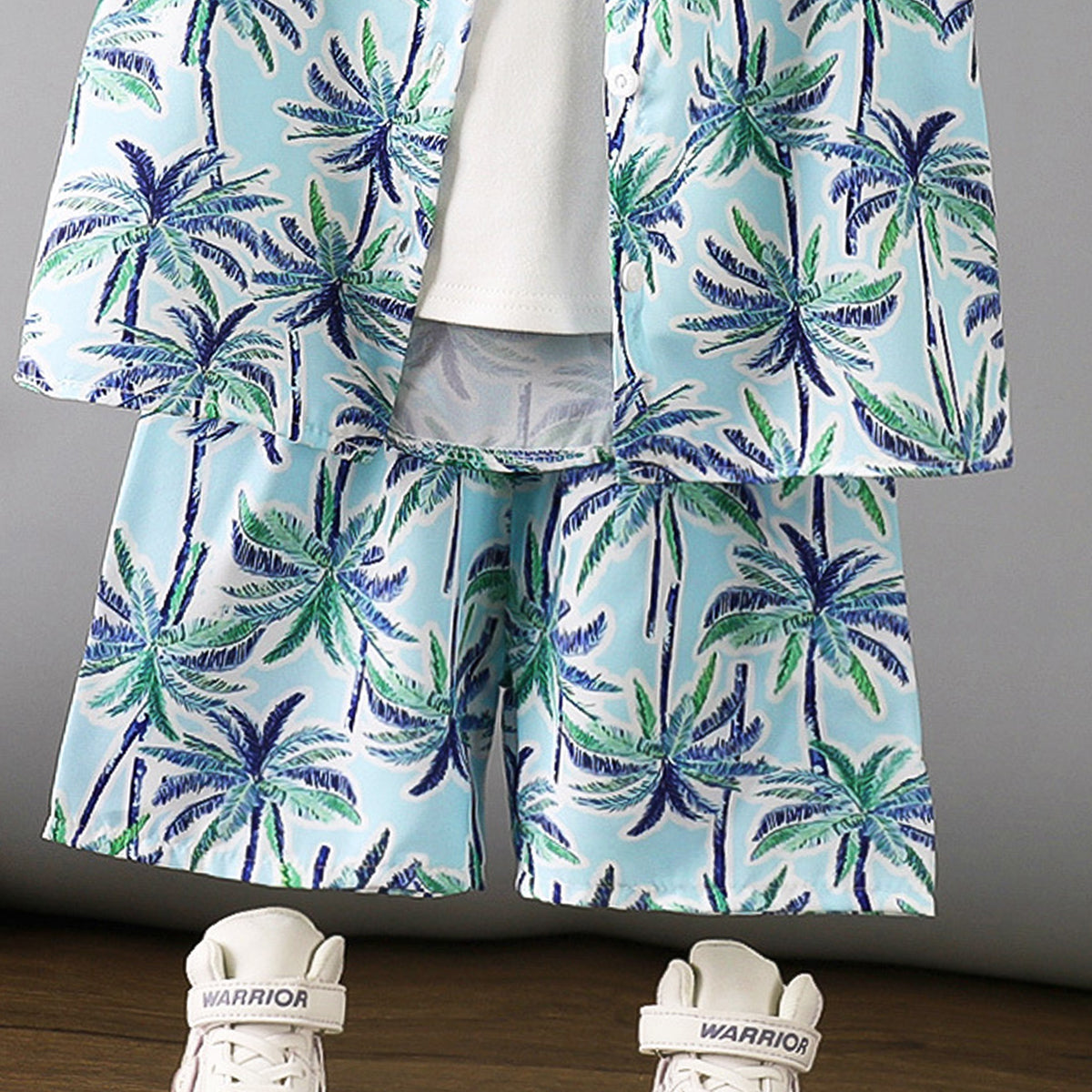 Boys Printed Short Sleeves Pure Cotton T-shirt And Shirt With Shorts
