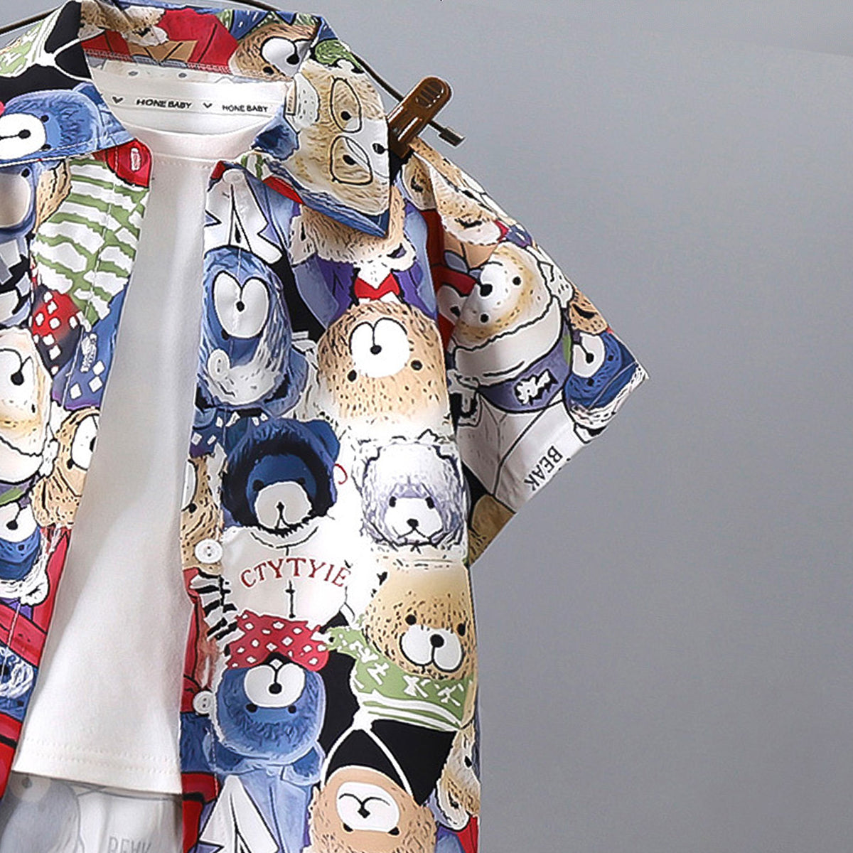 Boys Printed Pure Cotton Shirt And T-shirt With Shorts