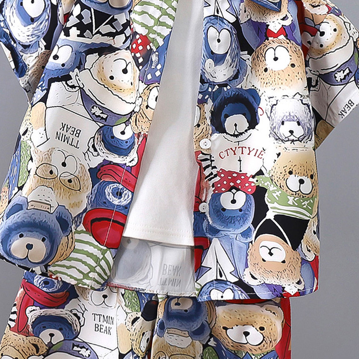 Boys Printed Pure Cotton Shirt And T-shirt With Shorts