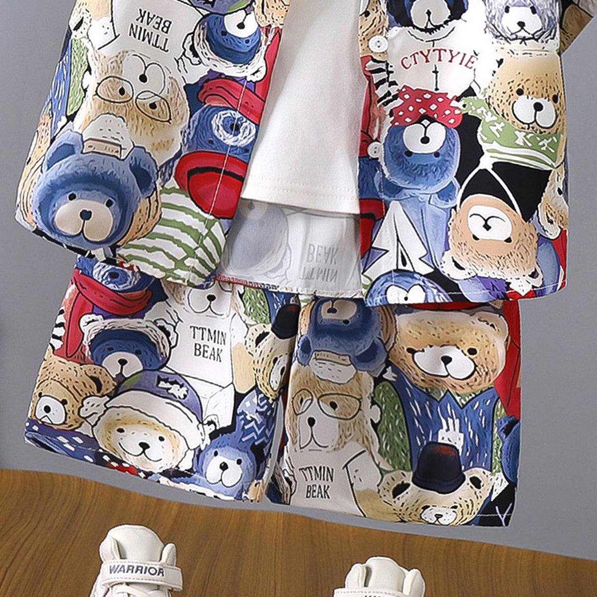 Boys Printed Pure Cotton Shirt And T-shirt With Shorts