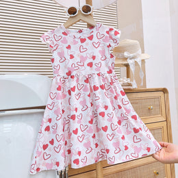 Girls Conversational Print A-Line Midi Dress