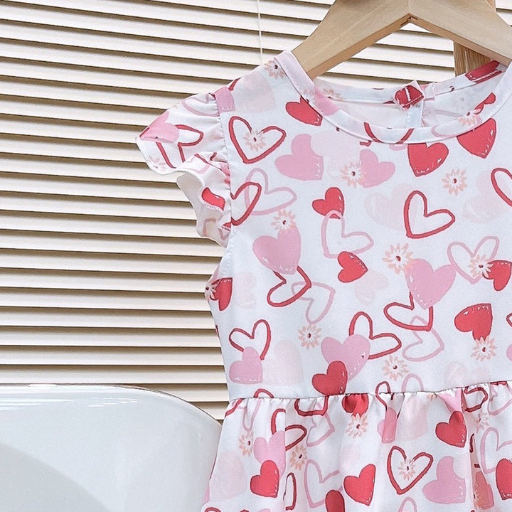 Girls Conversational Print A-Line Midi Dress