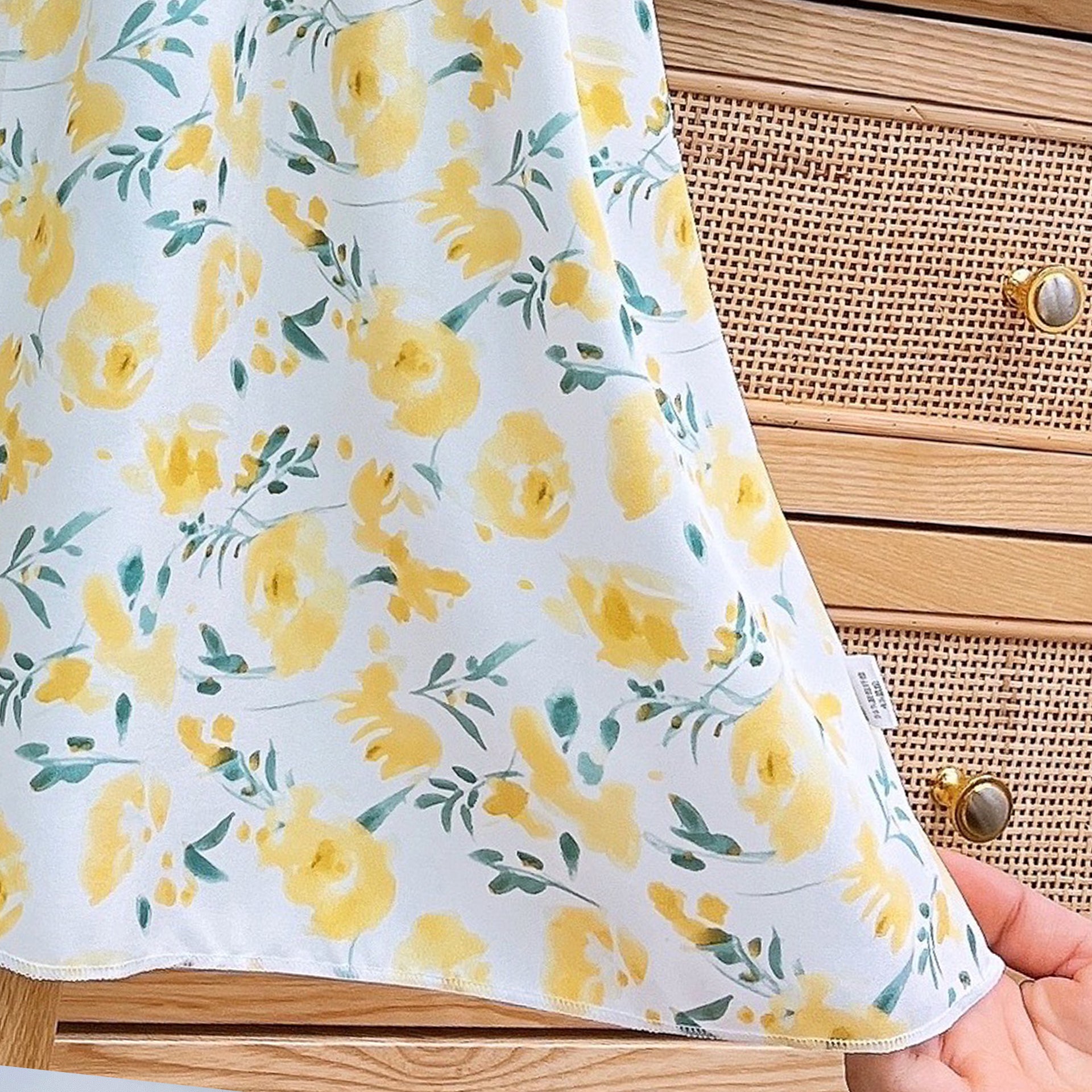 Girls Floral Print Flutter Sleeve Fit & Flare Midi Dress