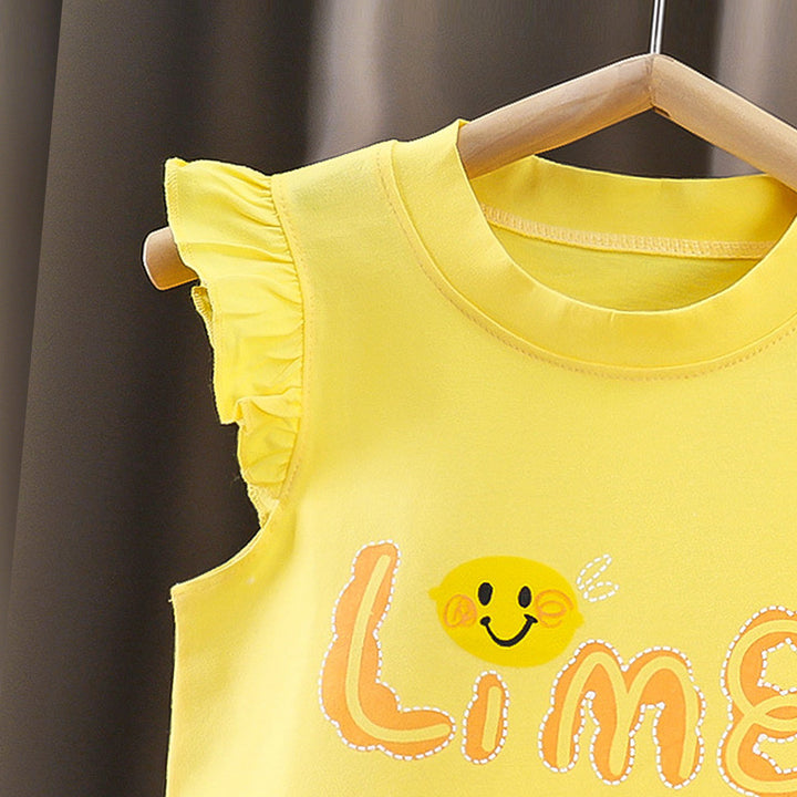 Girls Printed Pure Cotton T-shirt With Shorts