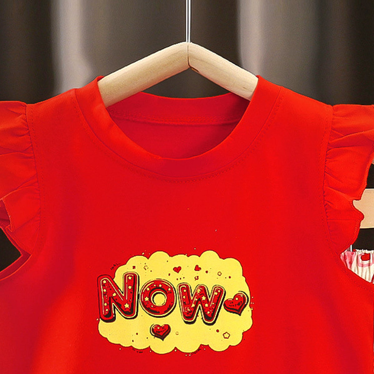 Girls Printed Short Sleeves Pure Cotton T-shirt With Shorts