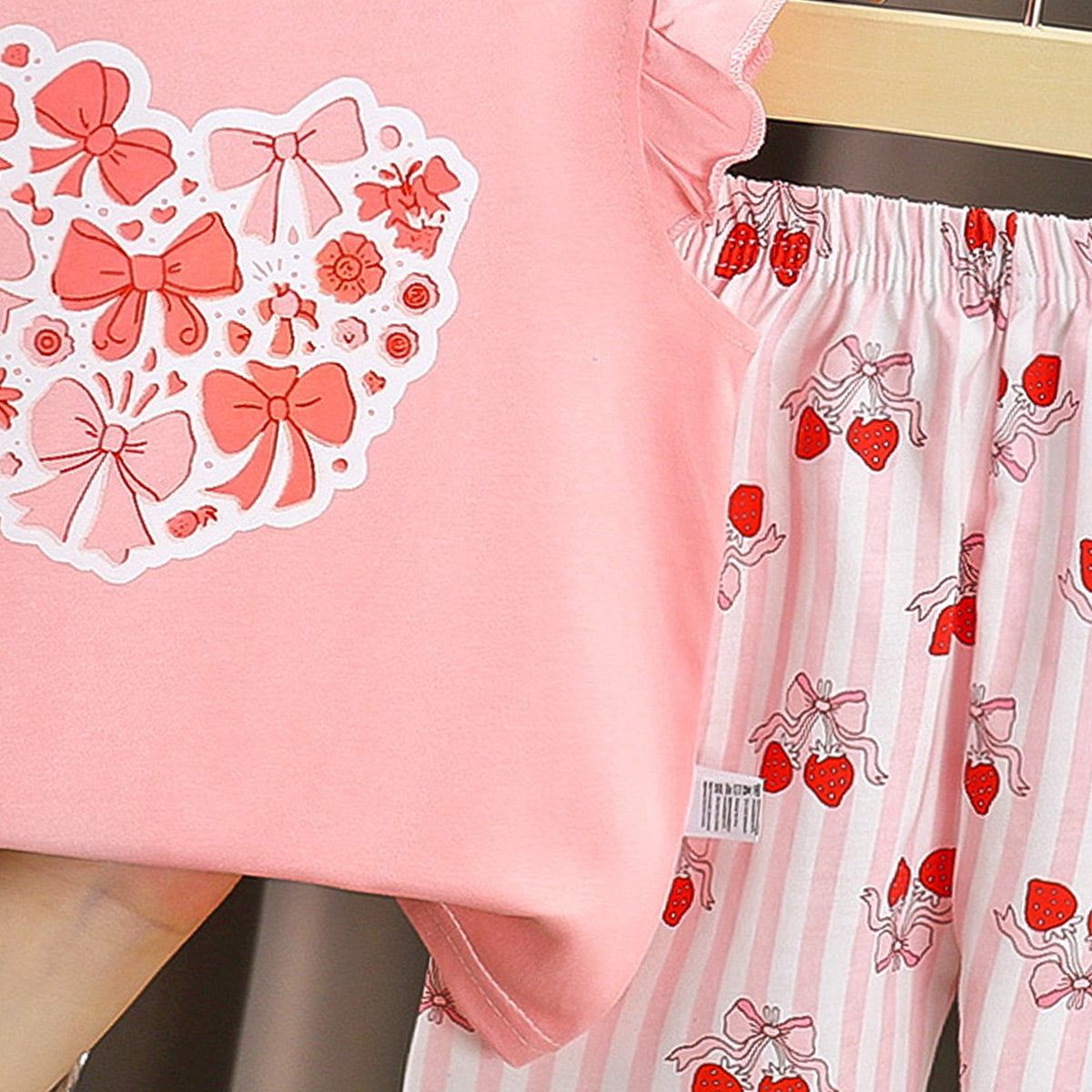 Girls Printed Short Sleeves Pure Cotton T-shirt With Shorts