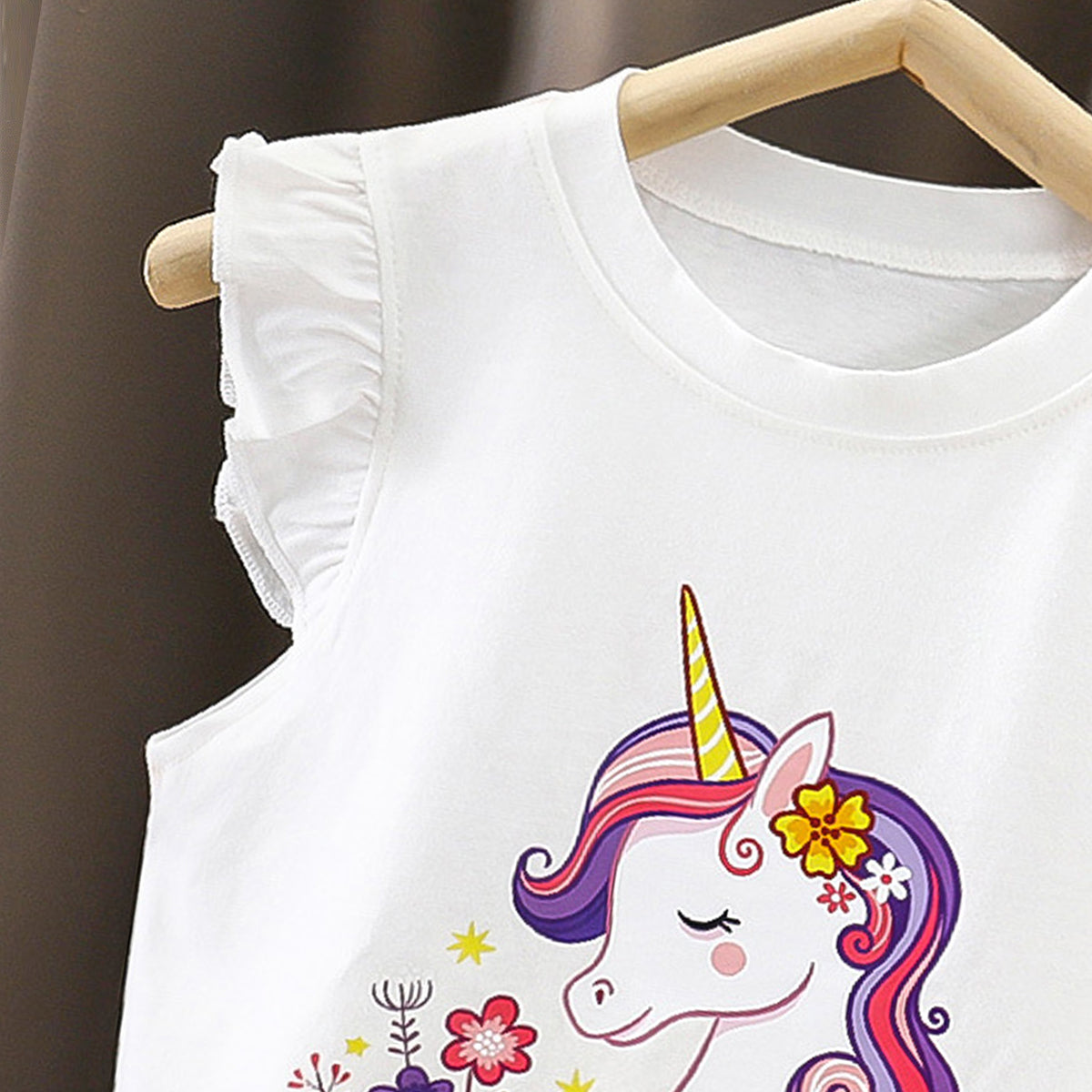 Girls Printed Short Sleeves Pure Cotton T-shirt With Shorts