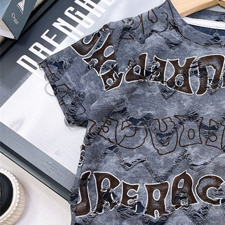 Boys Typography Printed Round Neck Regular Fit T-shirt