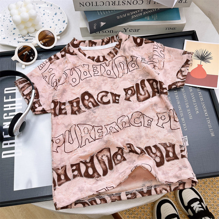 Boys Typography Printed Round Neck T-shirt