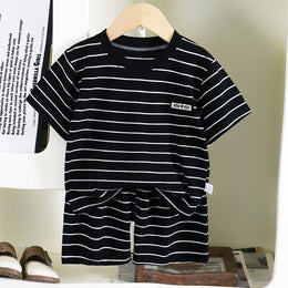 Boys Striped Short Sleeves T-shirt With Shorts