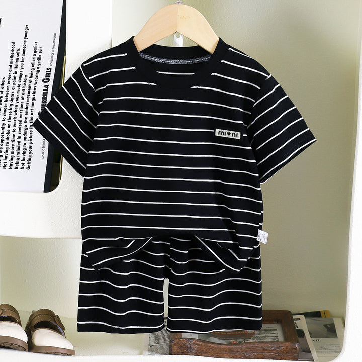 Boys Striped Short Sleeves T-shirt With Shorts
