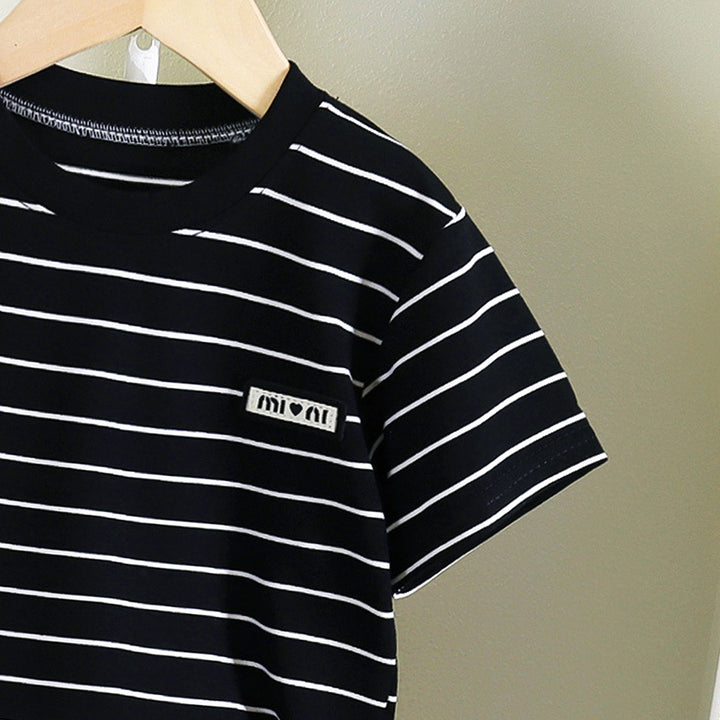Boys Striped Short Sleeves T-shirt With Shorts