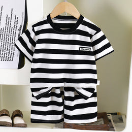 Boys Striped Short Sleeves T-shirt With Shorts