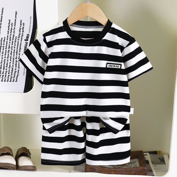 Boys Striped Short Sleeves T-shirt With Shorts
