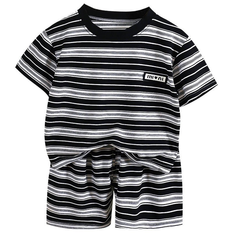 Boys Striped Short Sleeves T-shirt With Shorts