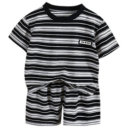 Boys Striped Short Sleeves T-shirt With Shorts