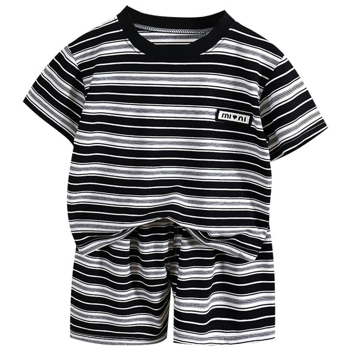 Boys Striped Short Sleeves T-shirt With Shorts
