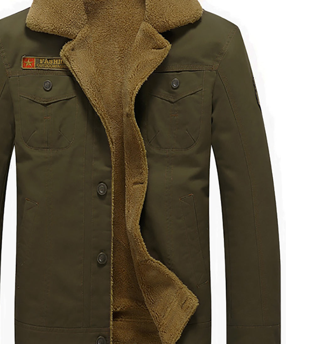 Cotton Full Sleeves Spread Collar Insulator Outdoor Tailored Jacket