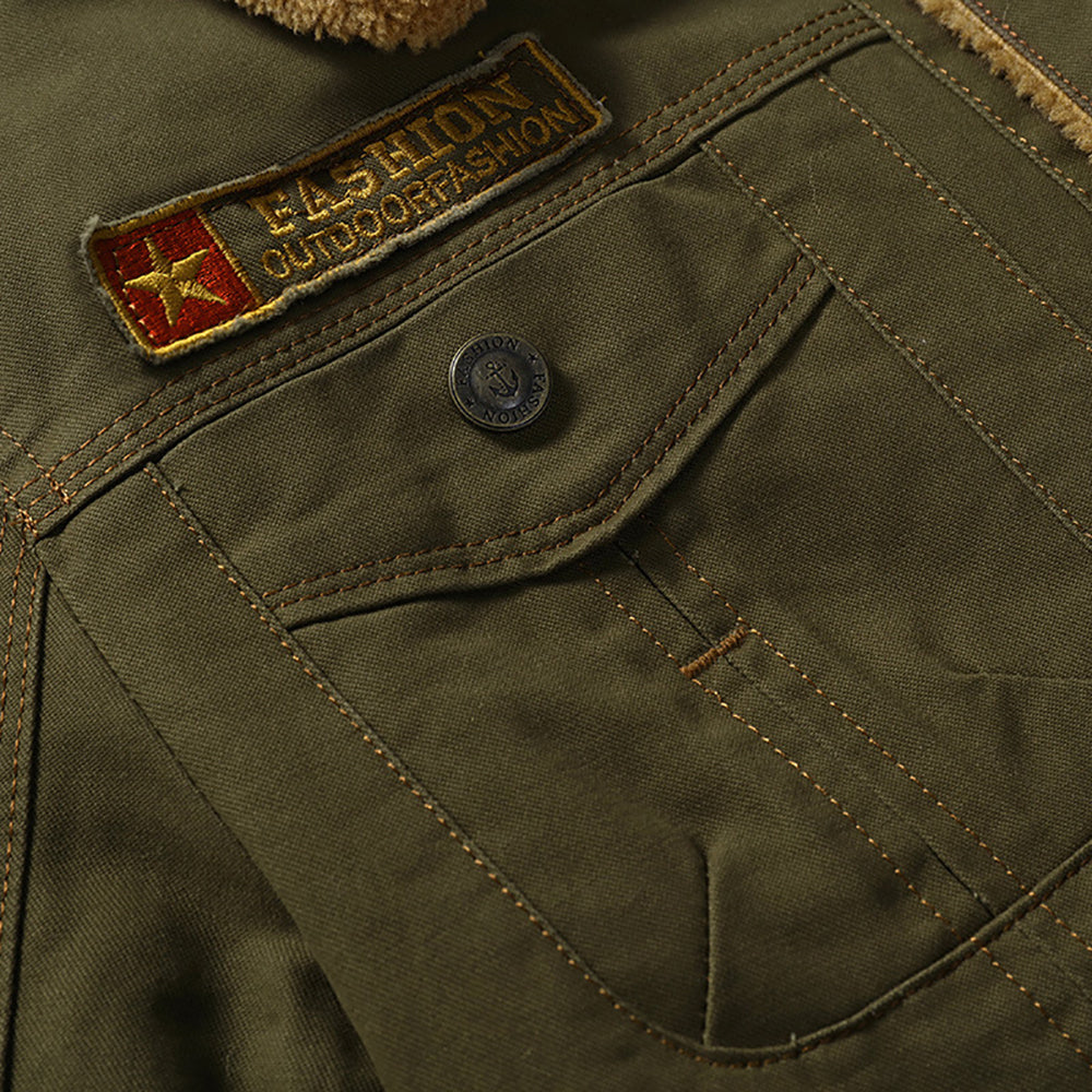 Cotton Full Sleeves Spread Collar Insulator Outdoor Tailored Jacket