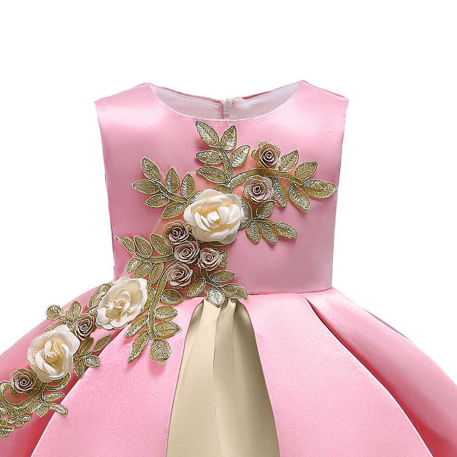 Girls Colourblocked Sleeveless Pleated Balloon Maxi Dress