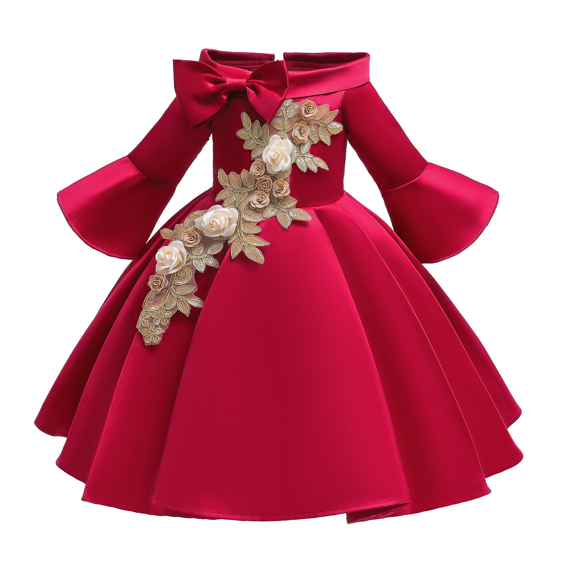 Red Applique Fit & Flare Dress
