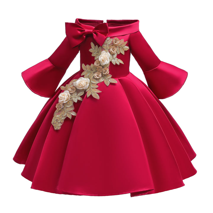 Red Applique Fit & Flare Dress
