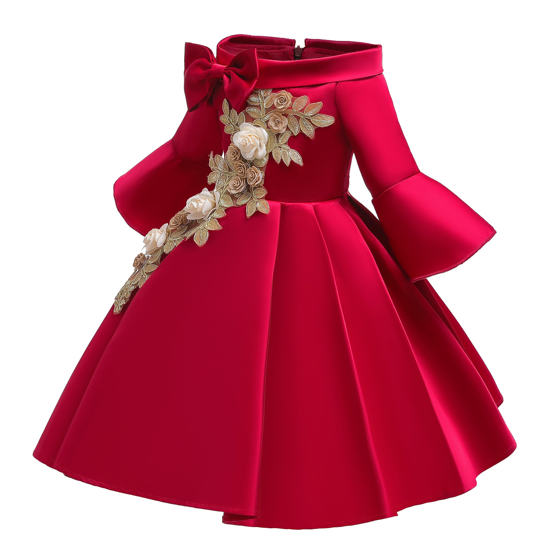 Red Applique Fit & Flare Dress