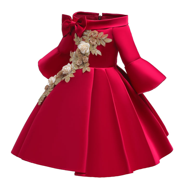 Red Applique Fit & Flare Dress