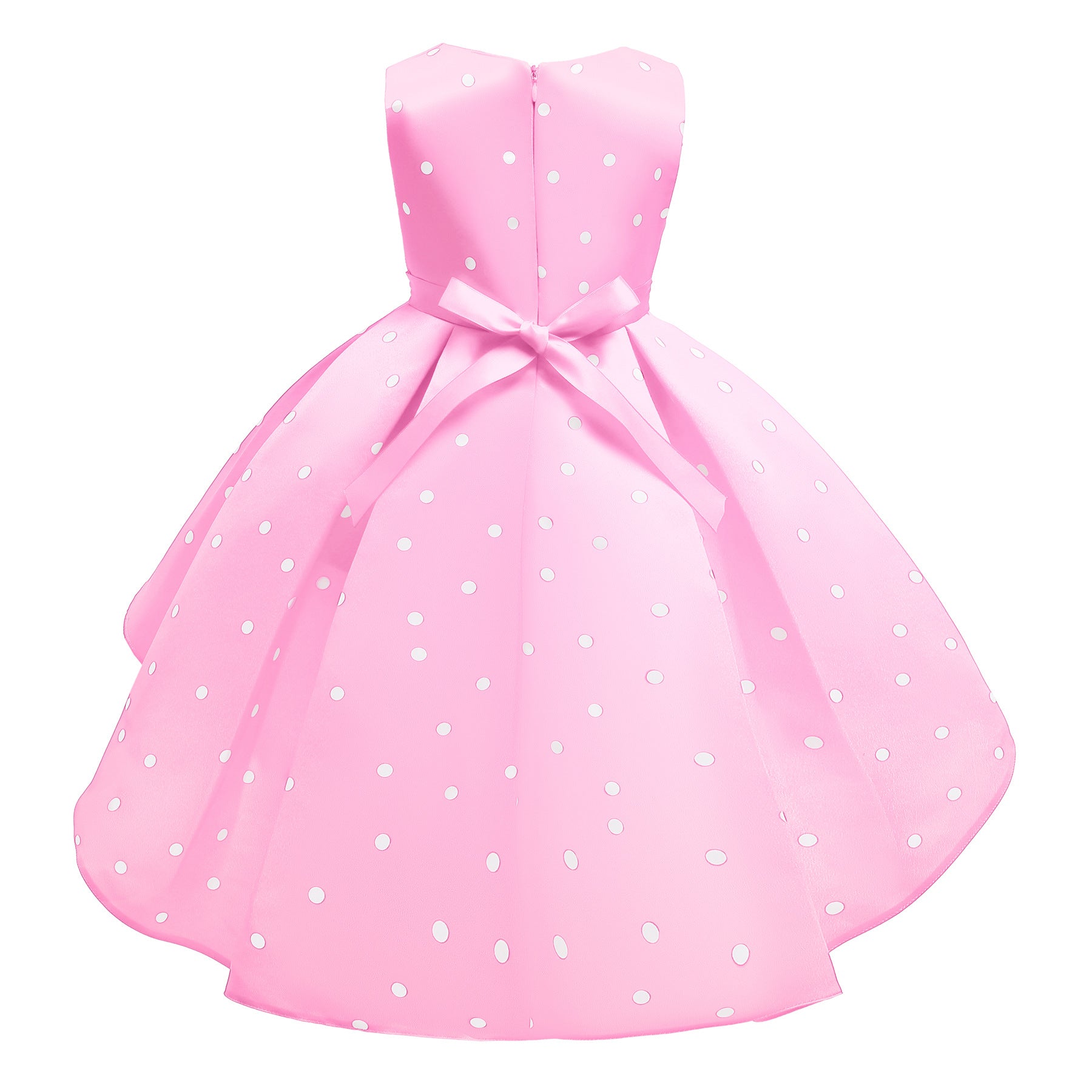 Pink Polka Dot Printed Flared Layered Fit & Flare Dress