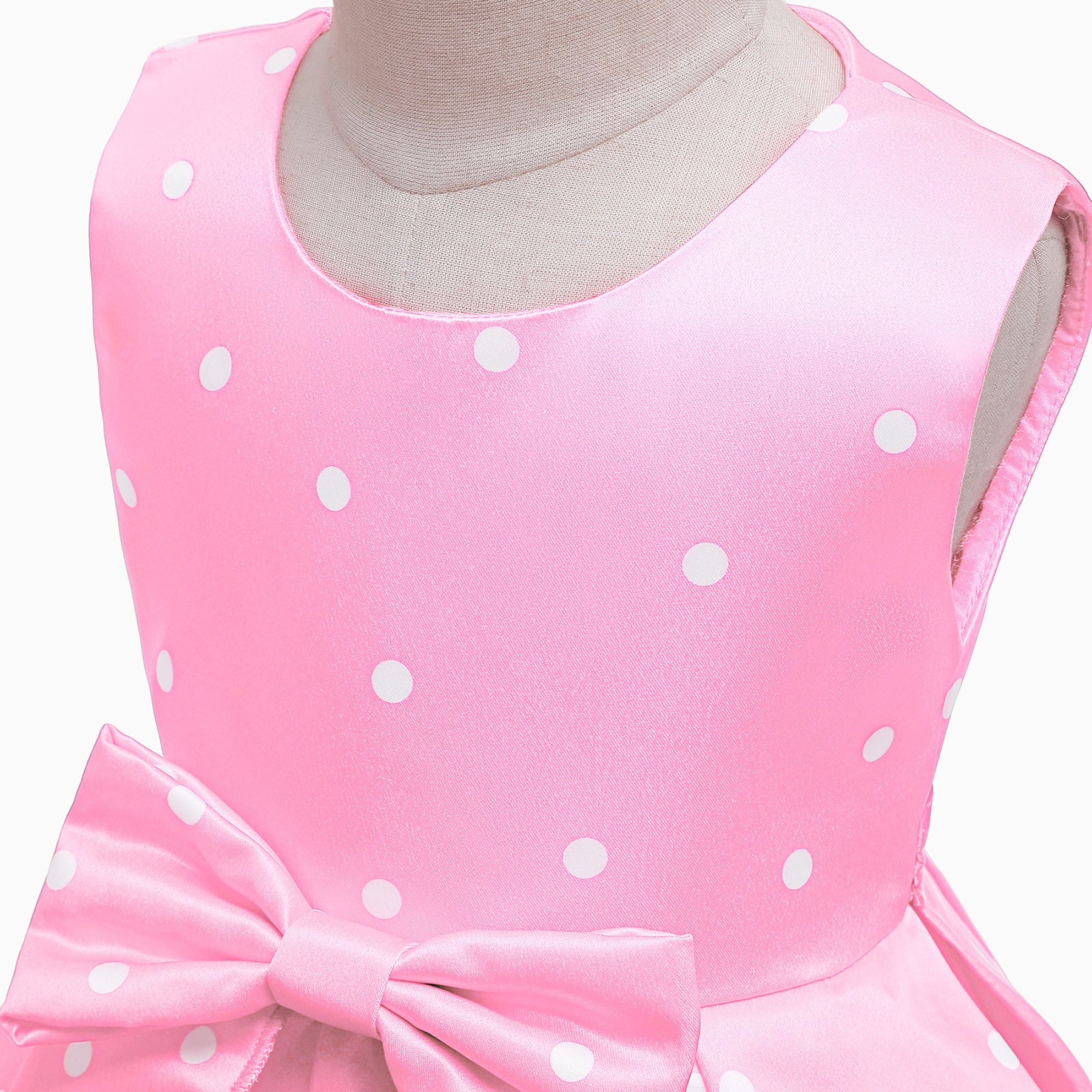 Pink Polka Dot Printed Flared Layered Fit & Flare Dress