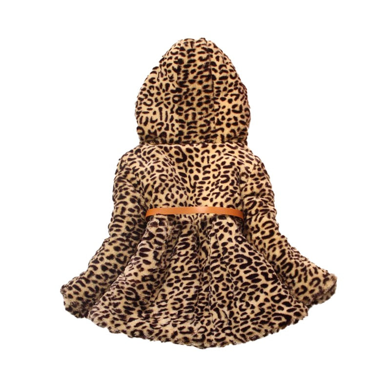 Girls Animal Printed Hooded Coat
