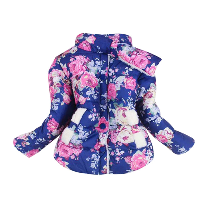 Girls Printed Stand Collar Trench Coat